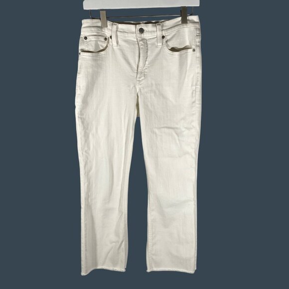 J. Crew 2024 Flare crop white jean in signature stretch fray hem women’s 28 - Picture 2 of 12
